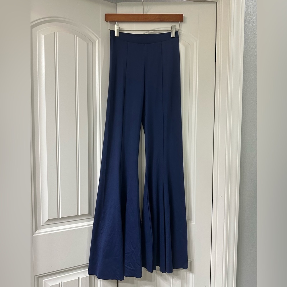 Ellie’s Boutique Navy High-Waist Flare‎ Pants Wide Leg Trousers Navy Blue Medium - Picture 3 of 4